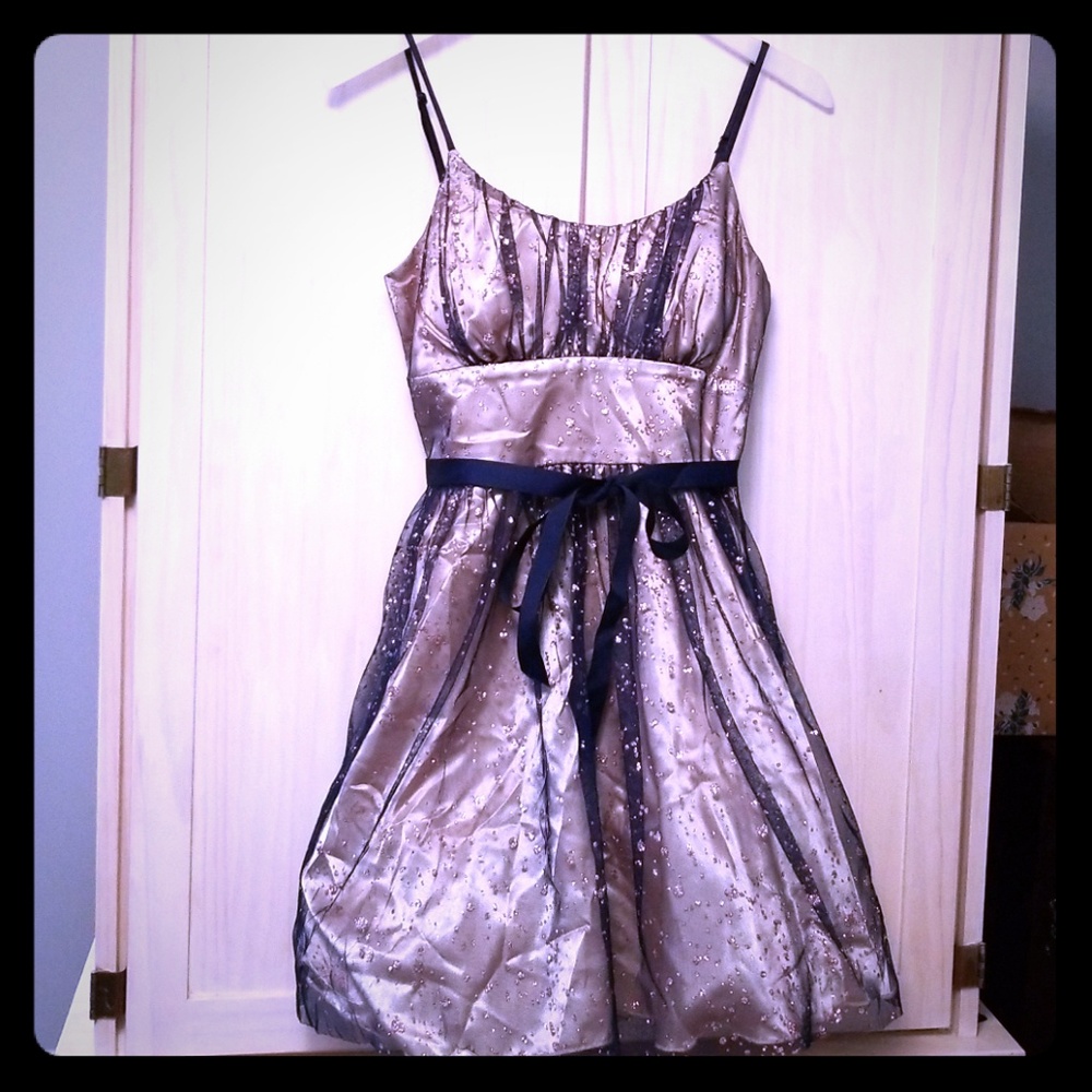 Strappy navy and gold dress